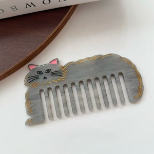 Peigne en acétate d'animaux, mini brosse à cheveux portable, peigne démêlant antistatique de voyage, outil de toilettage mignon pour chatons, en gros - Product Image 4