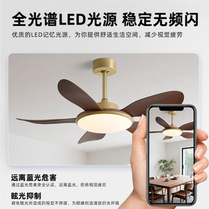 <b>Ceiling</b> Fan <b>Light</b> Fixed Blade <b>Led</b> 3 Color <b>Dimmable</b> Quiet For Bedroom And Dining Room Full Copper Motor High Power - Product Image 4