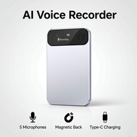 Enregistreur vocal IA avec transcription et résumé, appareil d'enregistrement audio intelligent, 5 microphones à conduction osseuse, personnalisable OEM