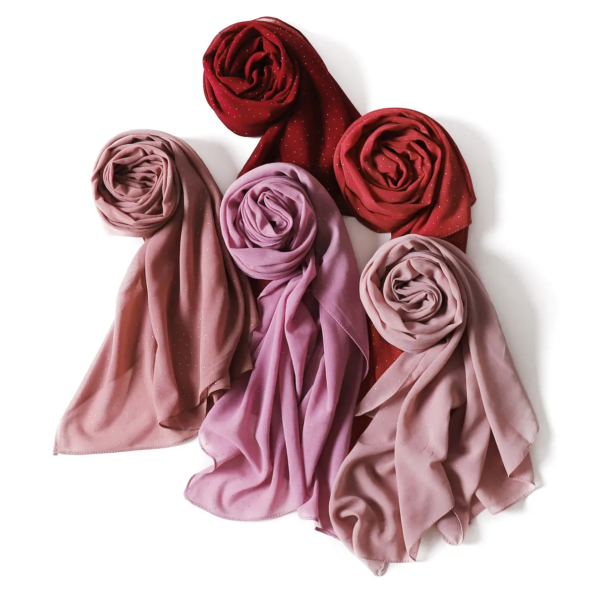 Neues heißfolienprägung Hijab solide Farbe glänzend Kombination Damen chiffon dünn atmungsaktiv Mode Damen Pailletten Schal Gaze Schal
