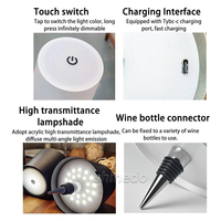 Lampe de Nuit Portable à Intensité Variable pour Bar, Lampe de Table LED Rechargeable sans Fil avec Contrôle Tactile en Forme de Bouteille de Vin