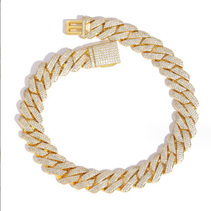 Ensemble de bijoux de luxe pour hommes, chaîne cubaine Miami <span class=keywords><strong>en</strong></span> or blanc de 16 pouces, 20 mm, hip-hop, sertie de diamants VVS, style glacé - Product Image 2
