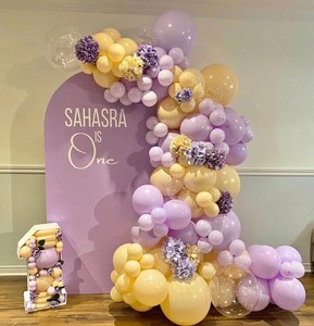 4x7ft Maßgefertigter Tragbarer Chiara-Bogen Hintergrundbezug Elastischer Spandex-Hintergrund für Geburtstag Hochzeit Babyparty Dekoration - Product Image 1