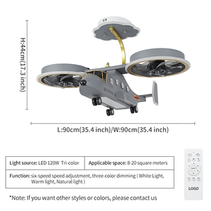 Dimmable LED <b>Ceiling</b> <b>Fan</b> Light for Children's <b>Bedroom</b> With Aircraft Design De Techo De Techo - Product Image 4