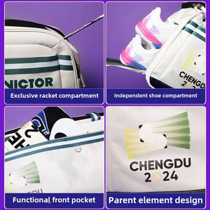 กระเป๋าสะพายข้างใบเดียว ความจุขนาดใหญ่ ทรงสี่เหลี่ยม กระเป๋าเทนนิสแบดมินตันแบบแยกส่วน ช่องใส่รองเท้า กระเป๋าเป้สะพายหลัง - Product Image 3