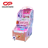 Machine de jeu d'arcade de basket-ball à monnayeur pour enfants, rose, colorée, avec dessins animés mignons, équipement de jeu de tir de balles