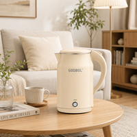 Bouilloire électrique d'hôtel 2,0 L en acier inoxydable 304, 1500 W, arrêt automatique, logo personnalisé OEM, fabricant en gros, certifiée CE CB LFGB