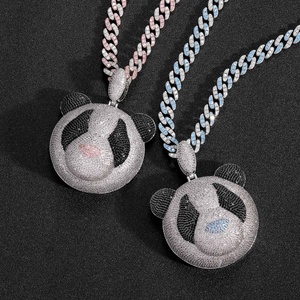 BES joyería personalizada de Hip Hop Iced Out Full Diamond Giant <span class=keywords><strong>Panda</strong></span> Cartoon colgante collar para hombres mujeres joyería de moda - Product Image 3