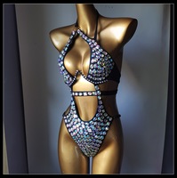 Diamant nouveau maillot de bain une pièce tendance Bikini frange motif solide étincelle cristal décoration licou une pièce Bikini