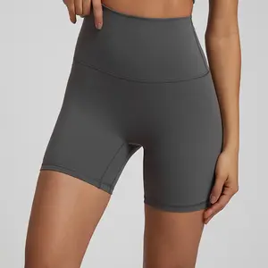 New Custom Design Gym Wear Yoga Shorts Breathable Tights High Waist V Back Tummy Control Women Crothless Scrunch Butt Shorts