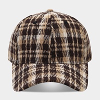 Gorra de Béisbol Vintage a Cuadros Gruesos para Mujer, Estilo Artístico Casual, Sombrero para el Sol, Moda Urbana, Tendencia Otoño-Invierno