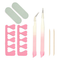 Ensemble de pinces à ongles de haute qualité, mini-bâtonnets de polissage, bâtonnets en bois d'oranger, repousse-cuticules et pinces à gemmes à pointe incurvée