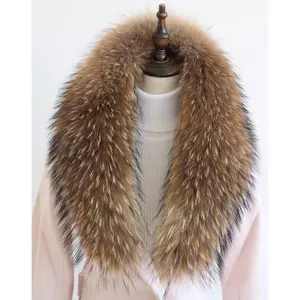 Factory Price Top Quality Collar Accessories real Natural Raccoon fur Large Fur Collar fox Fur Trim