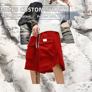 Pantalones Cortos Cargo Extra Grandes para Hombre, Estilo Urbano, Hip Hop, Algodón Transpirable, Color Sólido, Cordón Frontal, Largo hasta la Rodilla, Casual - Product Image 2