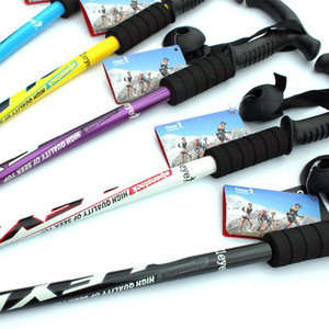 Bâtons de randonnée Cleye en alliage d'aluminium télescopiques, amortissants, légers et réglables - Product Image 1