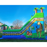 Gran oferta, parque de animales de la jungla, Tobogán inflable de doble carril, Tobogán seco para alquiler de fiestas