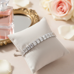 Baguette Cut Clear Zircon Stone Dainty Design Wholesale Handmade Turkish <b>Adjustable</b> Tennis 925 Sterling Silver <b>Bracelet</b> - Product Image 3