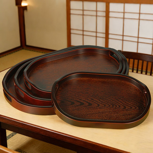 New Chinese and Japanese style <b>tea</b> <b>tray</b>/<b>tray</b>, imitation wood plastic oval shape, household imitation wood barbecue <b>tray</b>/water - Product Image 1