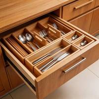 Organisateur de tiroirs de cuisine de luxe en gros – Lot de 6 séparateurs de tiroirs amovibles en bambou pour ustensiles – Boîtes de rangement pour tiroirs