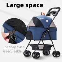 Cage pour animaux de compagnie 2 en 1 détachable, tissu Oxford détachable, 4 roues, pliable, poussette de voyage pour chiens, chats, petite taille