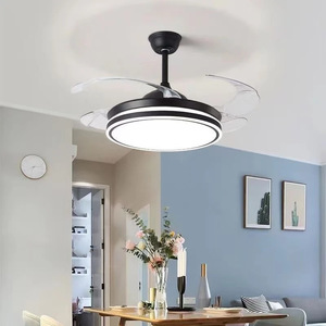Ventilateur de plafond LED Donbao, moderne, minimaliste, acrylique, invisible, intelligent, spectre complet, pour salon, salle à manger - Product Image 4