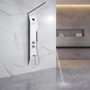 Hoogwaardige luxe gepolijste 304 roestvrijstalen thermostaat doucheplaat met hoge druk <span class=keywords><strong>massage</strong></span>, waterval en spa-jets, slimme douche - Product Image 1