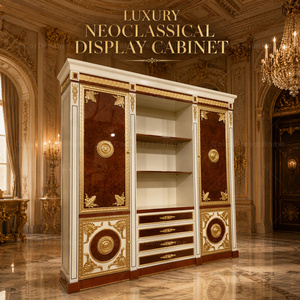 Vitrina Neoclásica <span class=keywords><strong>de</strong></span> Lujo, Madera Maciza Tallada a Mano, Estilo Real con Lámina Dorada, Librería - Product Image 1