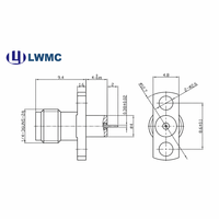 Receptáculo LWMC SMA Hembra de 2 Orificios con Montaje en Brida, Acero Inoxidable, Distancia entre Ejes Máxima de 1.30, 8. 64 mm 0. PIN de 38 mm hasta 18 GHz