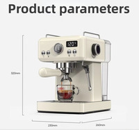 Machine à café italienne semi-automatique en acier inoxydable, petite, haute efficacité, multifonctionnelle, avec distributeur de lait et d'eau chaude électrique