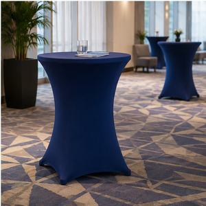 High Quality Woven Polyester+Spandex Cocktail <b>Table</b> <b>Cover</b> Hot Sale Solid Color Stretch Washable Customized Hotels Banquets - Product Image 1