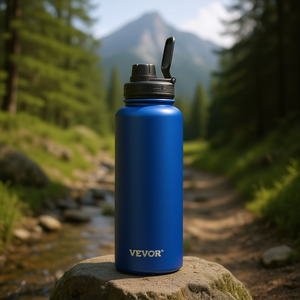 Bouteille d'eau isotherme Vevor 40 oz en acier inoxydable avec couvercle à large ouverture, design métallique bleu - Product Image 2