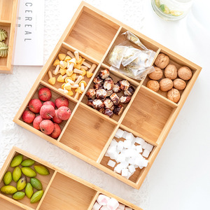 Bamboo <b>Storage</b> <b>Tray</b> 4 7 Compartments Rectangle Multifunction Snack Fruit Candy Box Home Living Room Use - Product Image 2