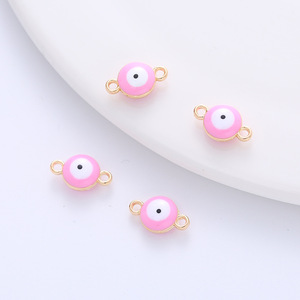 Breloques coquillages mignonnes en forme d'œil rond à double trou, style Evil Eye, pour la fabrication de colliers, accessoires de pendentifs pour fêtes d'Halloween - Product Image 2