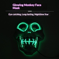 Masque de singe lumineux en PVC EL qui brille dans le noir, best-seller transfrontalier pour Pâques, Halloween, carnaval et spectacles sur scène