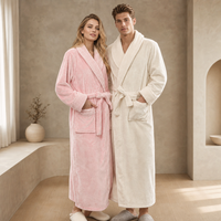 Peignoir de luxe long en flanelle douce et polaire gaufrée avec poignets, idéal pour l'hôtel, le spa, ou comme vêtement de nuit, couleur personnalisable OEM