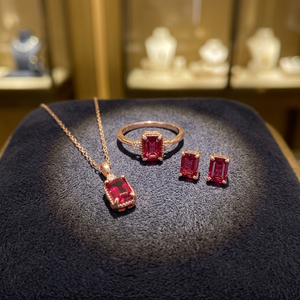 Hot Selling Silver 925 Jewelry <b>Rings</b> Natural Garnet Minimalist Women's Necklace Earrings Jewelry Set CMA Wedding Party Gift - Product Image 3