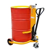 Chariot élévateur hydraulique portable pour fûts d'huile de 55 gallons, capacité 550 lbs, avec pince bec d'aigle et base en U