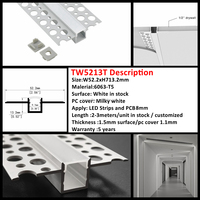 Profilé LED linéaire en aluminium anodisé de 52 mm x 13 mm pour éclairage de plafond, dissipation thermique, forme en U