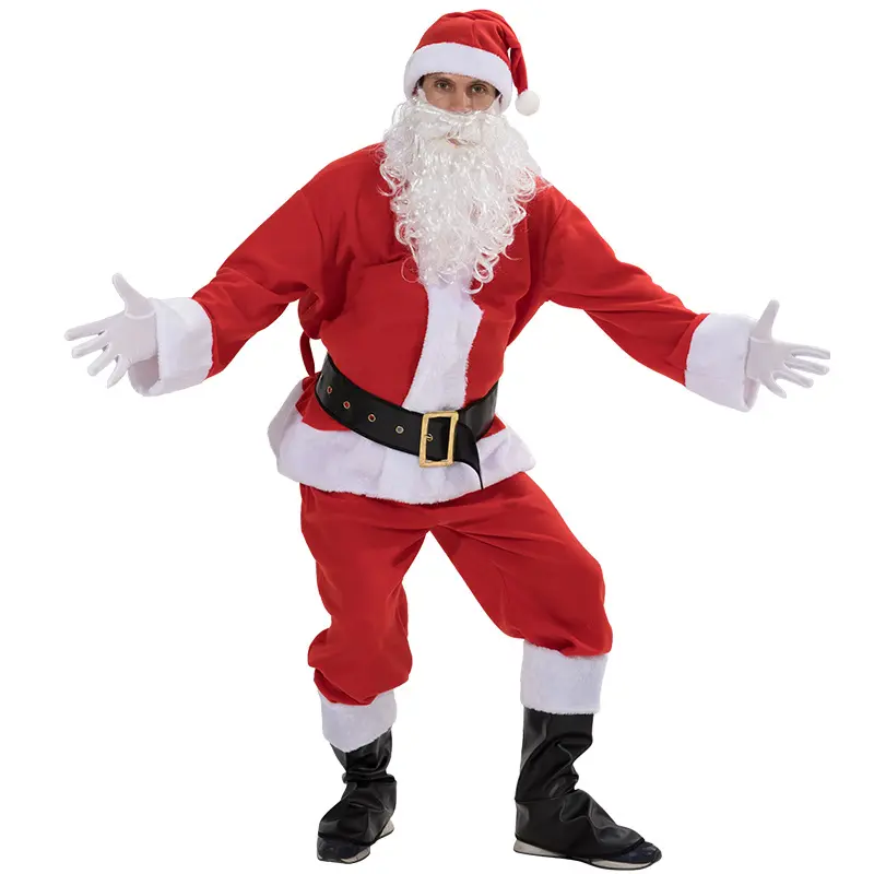 Costume per adulti Performance set abiti natalizi babbo natale 7 pz vestiti natalizi babbo natale costume cosplay abiti babbo natale