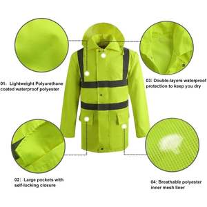 2025 personnalisé ANSI imperméable léger haute visibilité vêtements de travail réfléchissant argent veste de sécurité avec LED Flash veste de pluie-jaune-XL - Product Image 6