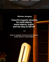 Lampe de chevet LED S26L 15W avec chargeur sans fil rapide et veilleuse pour chambre à coucher (pour téléphone)