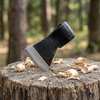 Tête de hache en acier au carbone à dos plat avec manche personnalisable pour le camping et la survie en extérieur