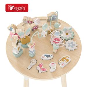 OEM-Aktivität tisch aus Holz mit Schubs chiene, Stapels pielzeug, Perlen labyrinth und Zahnrädern für Kinder im Alter von 12 Monaten W11B315 - Product Image 5