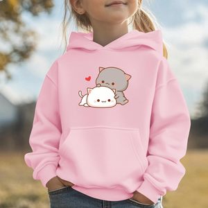 FOXA Sudadera con capucha de gato para mujer, sudadera de algodón con gráfico Kawaii y bolsillo, jersey de punto de manga regular - Product Image 2