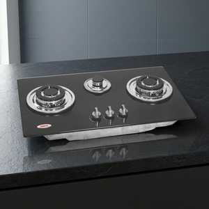 Estufa de Gas de 3 Quemadores con Encendido Automático, Cuerpo de Acero Inoxidable, Superficie de Cerámica/Vidrio, Instalación en Mesa, para Uso en Hoteles y Hogares - Product Image 2