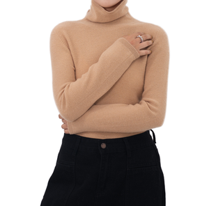 Pull à col roulé pour femme, manches longues, couleur unie, minimaliste, tricoté pour l'automne, anti-boulochage, coupe classique - Product Image 1