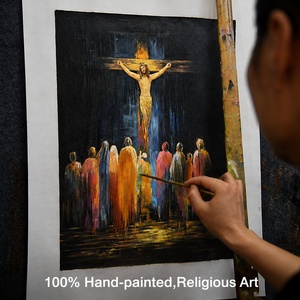 Cuadro Religioso de Calidad de Galería, Hecho a Mano, con Textura de Lienzo, Pintura Moderna Abstracta de Jesús, Versículo Bíblico, Regalo Cristiano, Arte de Pared con Cruz - Product Image 4