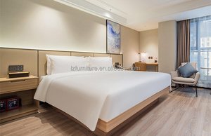 Wholesale Hotel Room Furniture Set Custom King Queen Bed with <b>Headboard</b> <b>Panel</b> Nightstands for Budget Hotel Apartment Guest Room - Product Image 2
