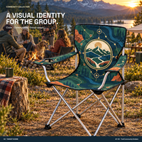 Chaise de camping en gros avec porte-gobelet latéral et logo et motif personnalisés pour club de randonnée en plein air