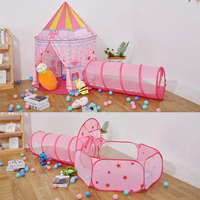 Ensemble de 3 tentes de jeu pour filles, château de conte de fées, tunnel de ramper, château de princesse, jouet